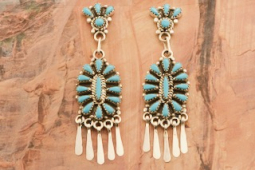 Weekend Deals - Zuni Indian Jewelry Genuine Sleeping Beauty Turquoise Sterling Silver Post Earrings